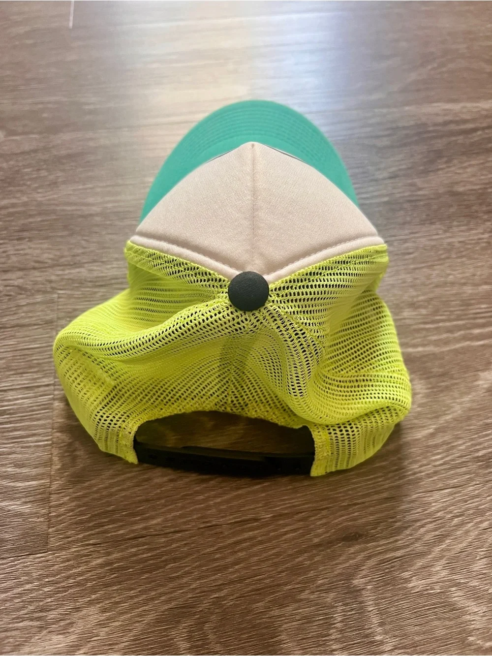 Volcom Neon Yellow Mesh Trucker Hat with Teal Green Bill